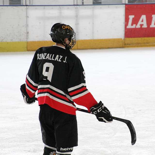 Playing ice hockey