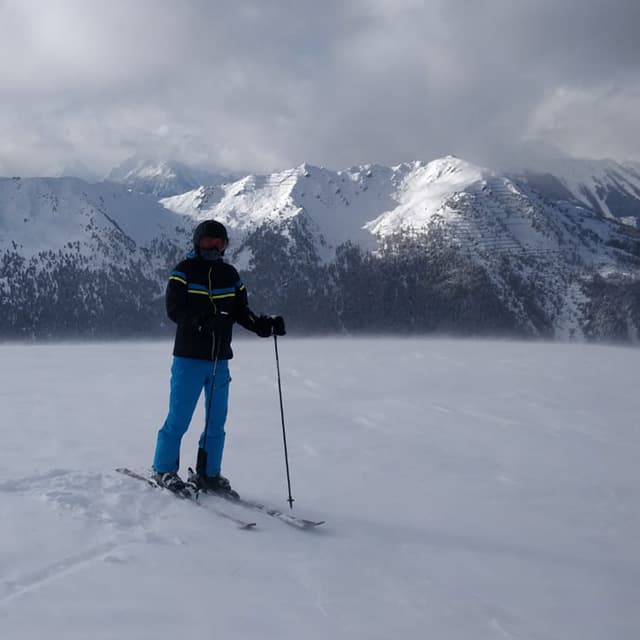 Skiing in the mountains