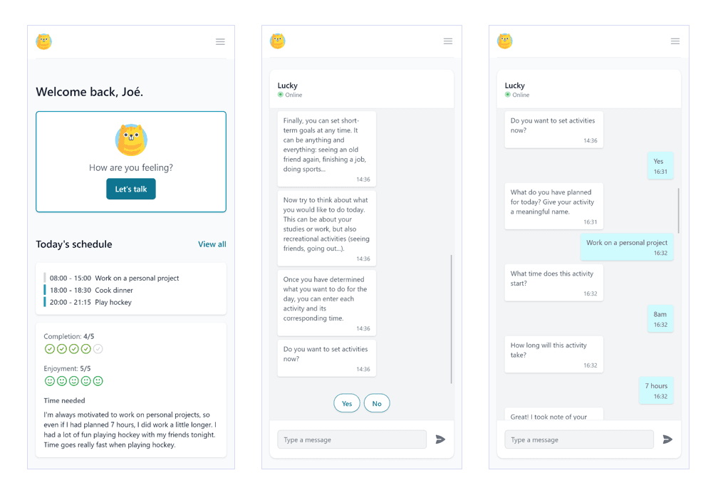 Three screenshots of the agent interface